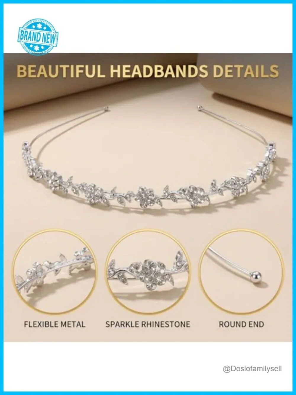 4 Pack Rhinestone Headbands Bling Wedding Hair Band Metal Prom Accessory